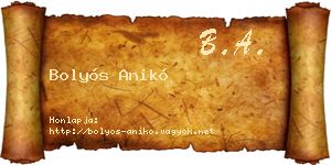 Bolyós Anikó névjegykártya